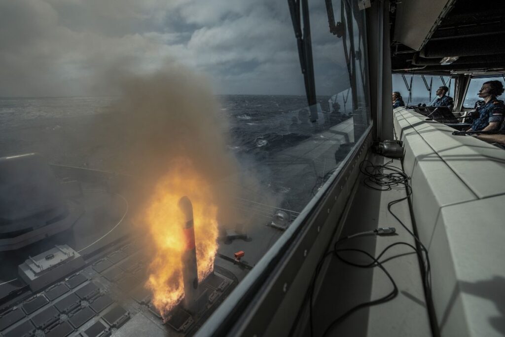 The test launch of a Tomahawk missile from Dutch De Zeven Provinciën-class frigate HNLMS De Ruyter. Image: Royal Netherlands Navy