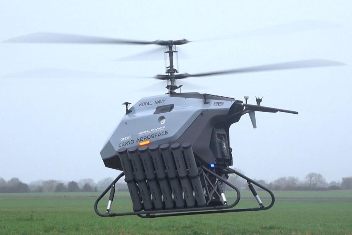 The Capstone UAS equipped with sonobuoys in action at the Atlantic Bastion technology demonstration.