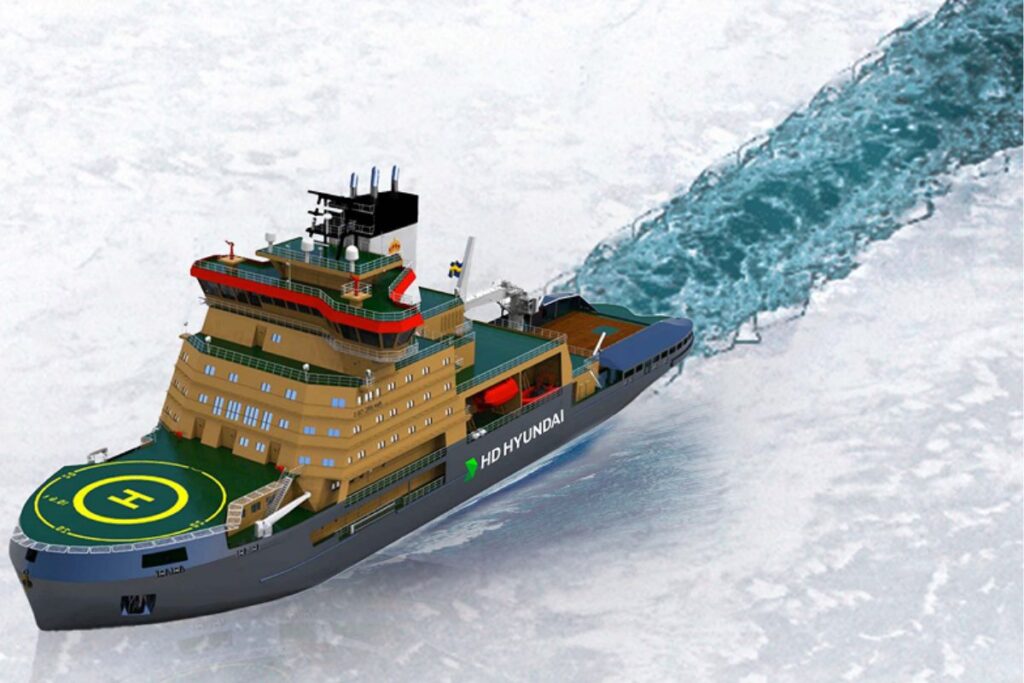 An artist’s impression of how the new icebreaker being built for the Swedish Maritime Authority could look.