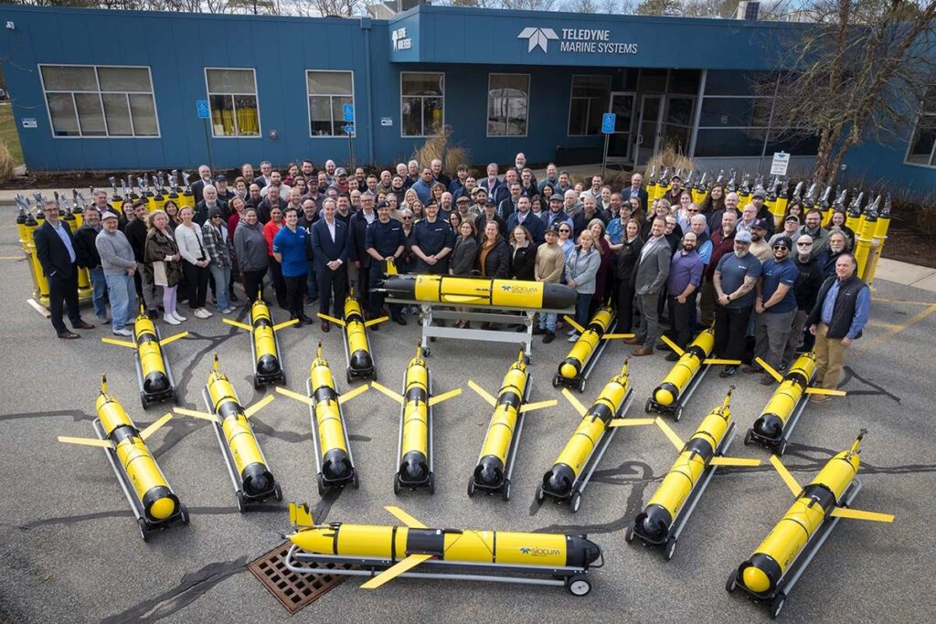 RN hydrographic and Teledyne staff with some of the new kit being delivered to the Royal Navy under the new deal.
