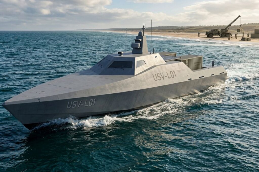 An AI-generated artist’s impression of how an ARV-S drone ship could look.