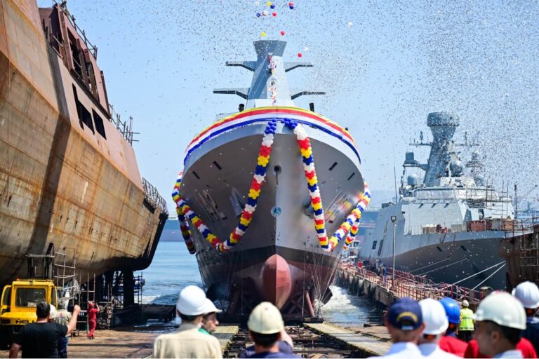 The launch of Raja Laut, the second of three corvettes destined for the Royal Malaysian Navy.
