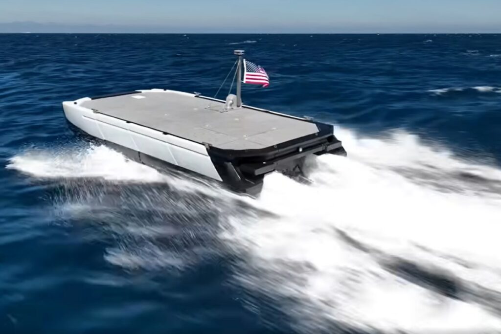 The Tempest USV can carry out autonomous beach landings and has a flat deck to facilitate loading.