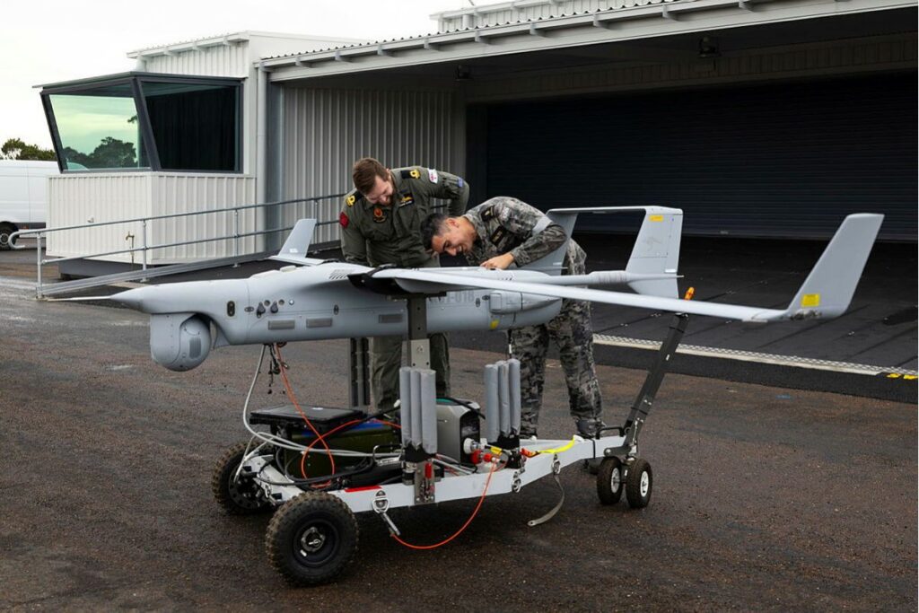 RAN crew perform pre-flight checks on the A-61 Integrator at the 822X squadron, Jervis Bay Airfield, NSW.
