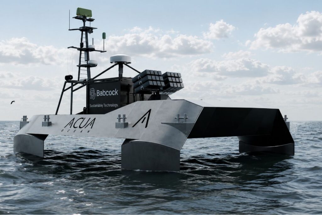 How it could look — an artist’s impression of the ACUA Pioneer Class USV equipped with the Babcock launcher carrying Frankenburg Mark 1 missiles.