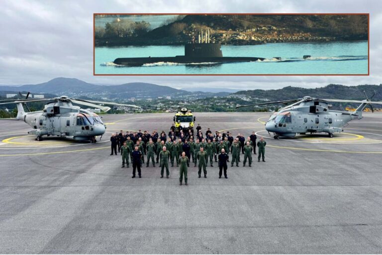 Royal Navy Merlin Mk2 helicopters from 824 Naval Air Squadron and crews from RNAS Culdrose have spent two weeks hunting subs including Norwegian boat HNoMS Utvӕr (inset).