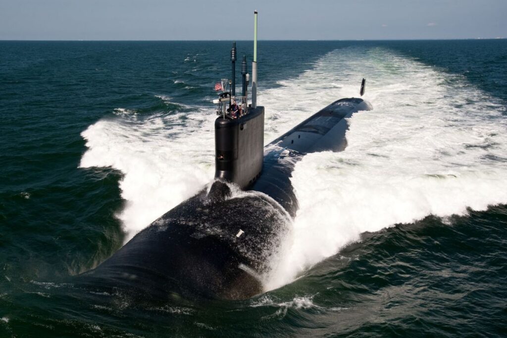 L3Harris will supply battery monitoring systems for U.S. Navy submarines, such as Virginia-class attack submarine USS California, pictured, and its forthcoming Columbia-class SSBNs.