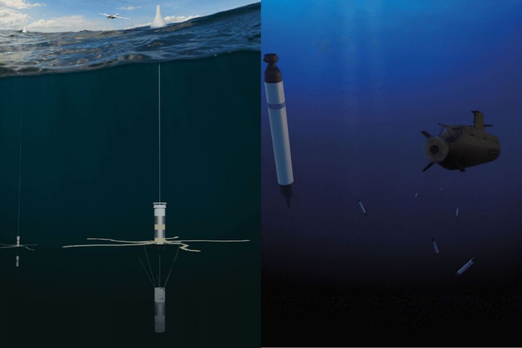 Ultra Maritime, now being acquired by defence giant Lockheed Martin, makes ASW equipment including the Multistatic Active Receive Sonobuoy (MSARS), left, and decoys such as its Acoustic Device Countermeasures (ADC) systems.