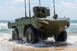 The new U-MAV amphibious uncrewed ground vehicle (UGV) has a range of swappable modular capabilities.