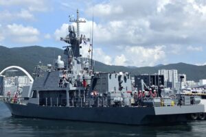 The first Golden Eagle-B Batch-II ship in the water at HJSC’s Busan Yeongdo shipyard.