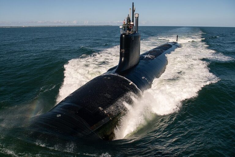 Virginia-class attack submarine USS Massachusetts during her sea trials in October 2025.