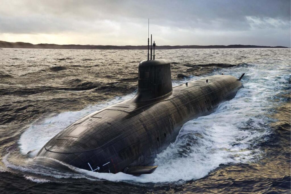 An artist’s impression of a possible design for the future SSN-AUKUS submarines.