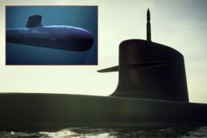 Two artists’ impressions showing how the future Orka-class submarines could look when completed.
