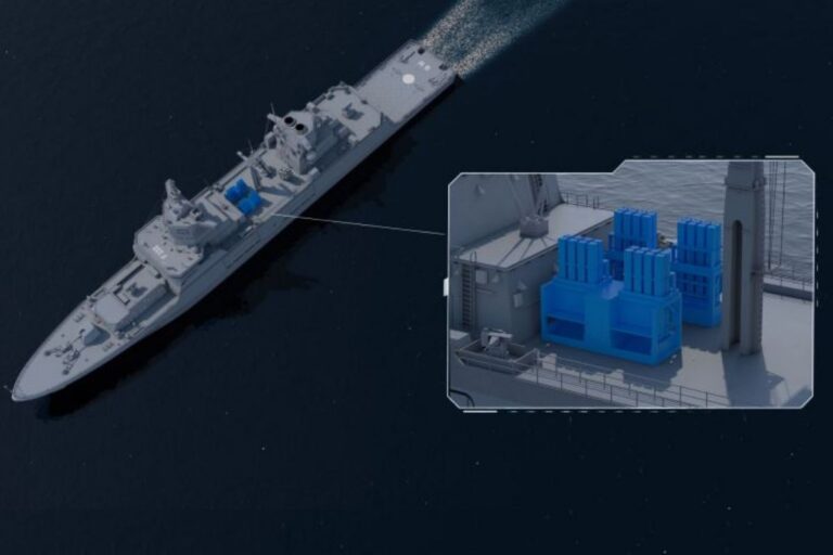 Diehl Defence will install its IRIS-T medium-range ground-to-air missiles (inset) onto the German F125 frigates.