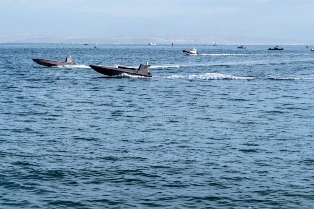 Kraken K3 Scout uncrewed surface vessels (USVs) in action in San Diego at the Maritime Big Play trials in San Diego this month.